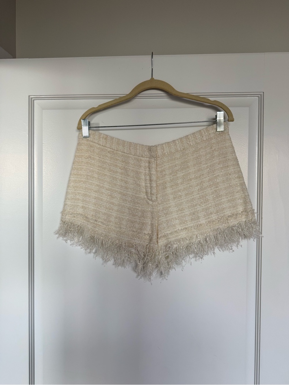Alexis Cream Boucle Fringed Shorts